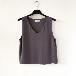 Aritzia Babaton Cropped Sleeveless Blouse - Taupe Grey